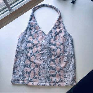 AE halter pink snake skin print crop tank top